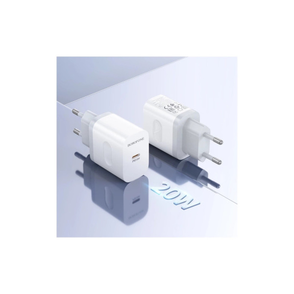 Зарядний пристрій BOROFONE USB-C PD20W + cable USB-C to USB-C white (6941991121371)