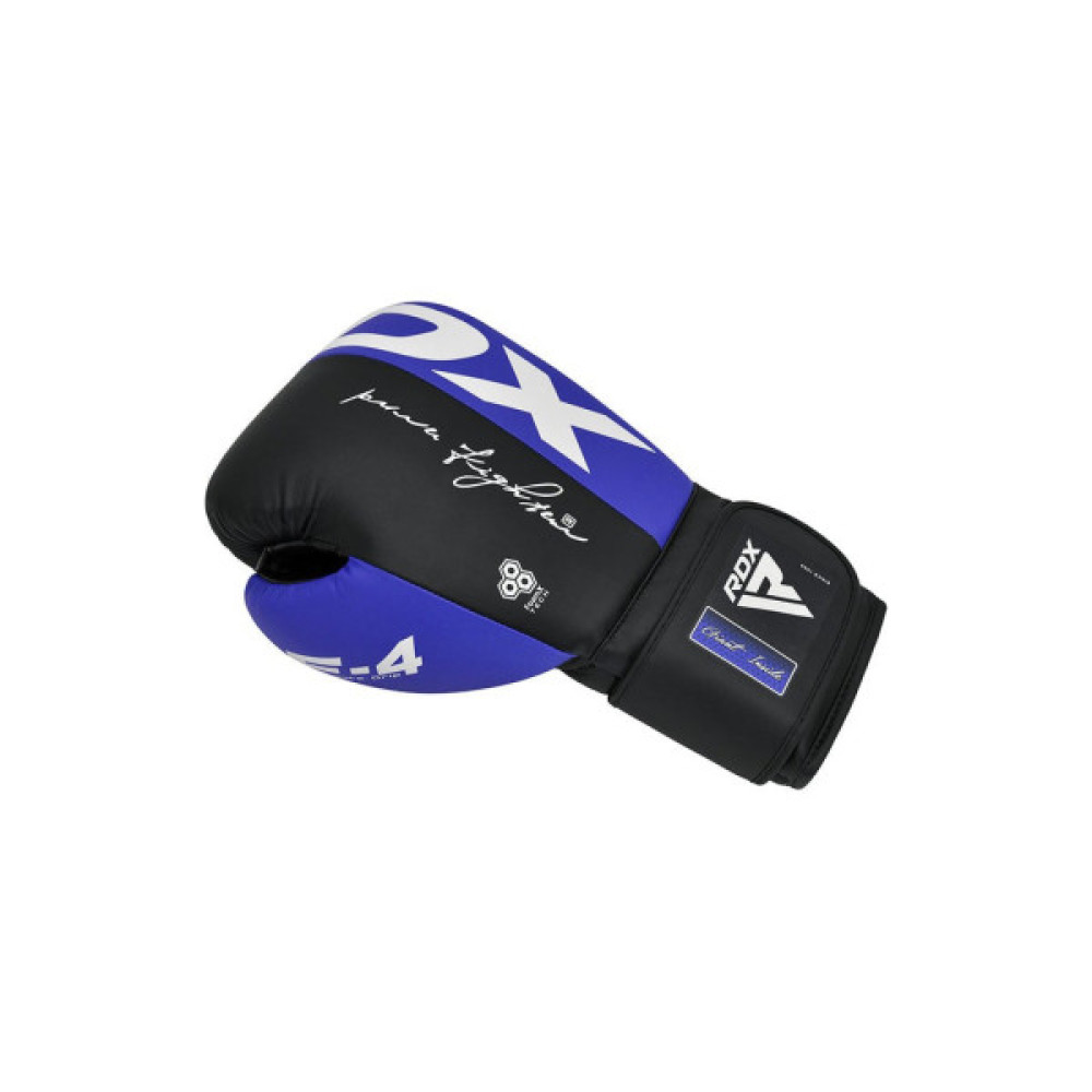 Боксерські рукавички RDX F4 Boxing Sparring Gloves Hook & Loop Blue/Black 14 унцій (BGR-F4U-14OZ)