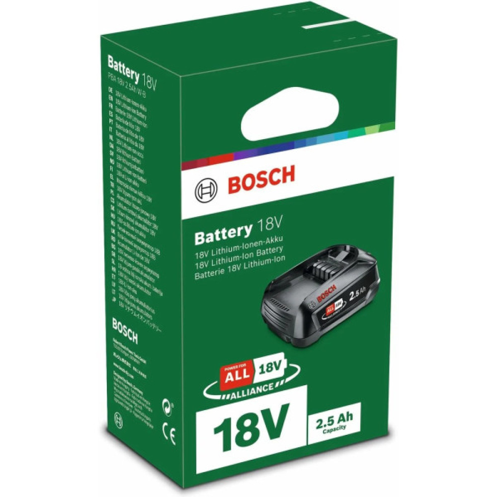 Акумулятор Bosch PBA, 18В, 2.5А·год, 0.3кг