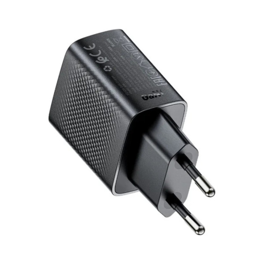 Зарядний пристрій Acefast 2xUSB 30W (USB-C+USB-A) Gan A98 Black (6974316283263)