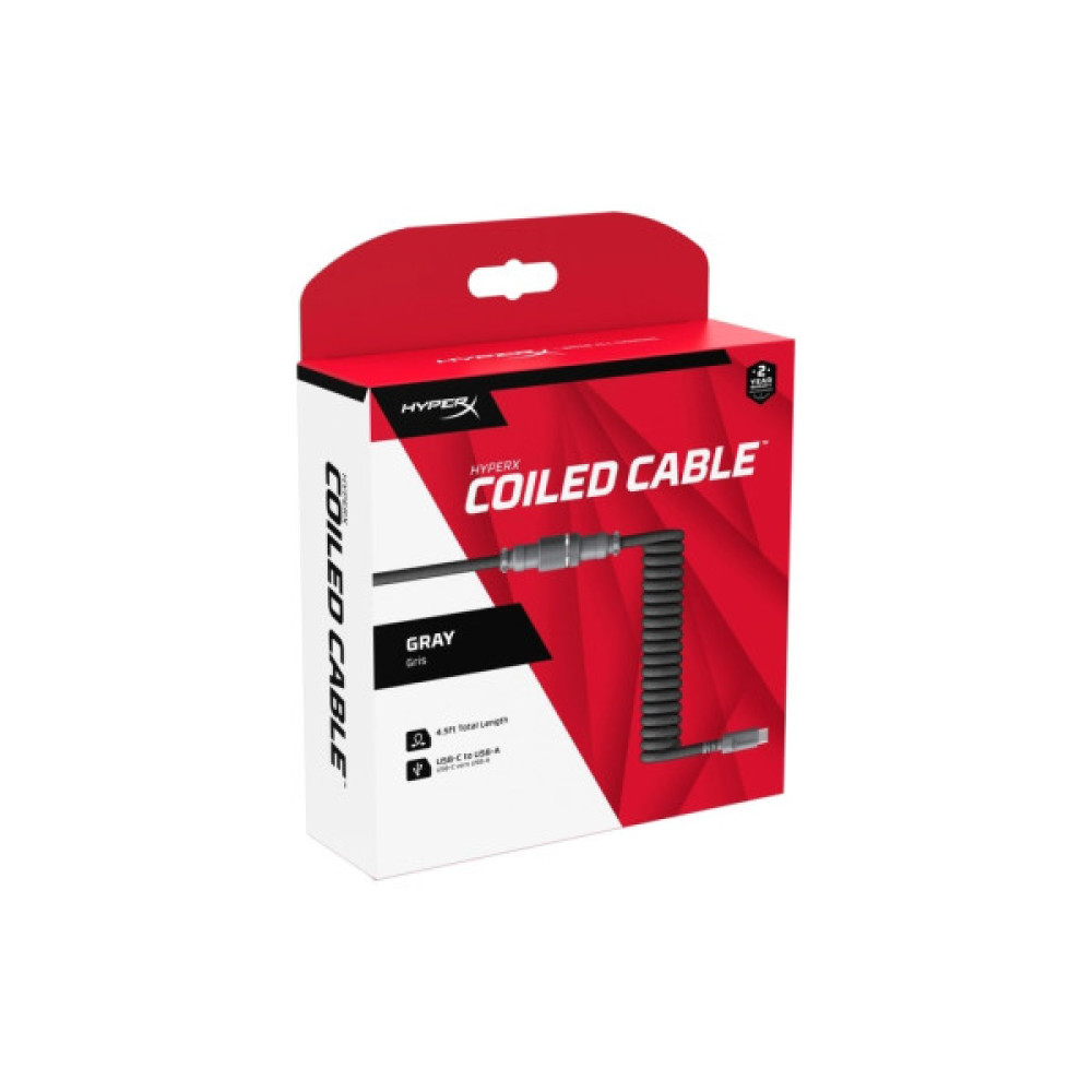 Дата кабель USB 2.0 AM to USB-C 1.37m coiled gray-black HyperX (6J679AA)