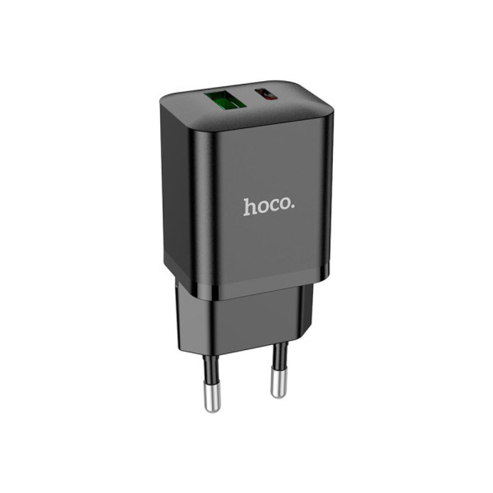 Зарядний пристрій HOCO N28 Founder 1xUSB-C PD20W + 1xUSB QC3.0 Black (6931474783509)
