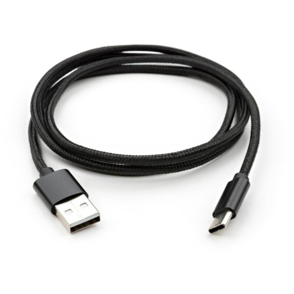 Дата кабель USB 2.0 AM to USB-C 1.0m nylon black Vinga (VCPDCTCNB1BK)