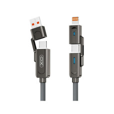 Дата кабель USB 2.0 AM to USB-C + USB 2.0 AM to Lightning 1.0m 60W gray XO (NB275_4-in-1_Gray)