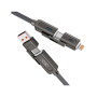 Дата кабель USB 2.0 AM to USB-C + USB 2.0 AM to Lightning 1.0m 60W gray XO (NB275_4-in-1_Gray)