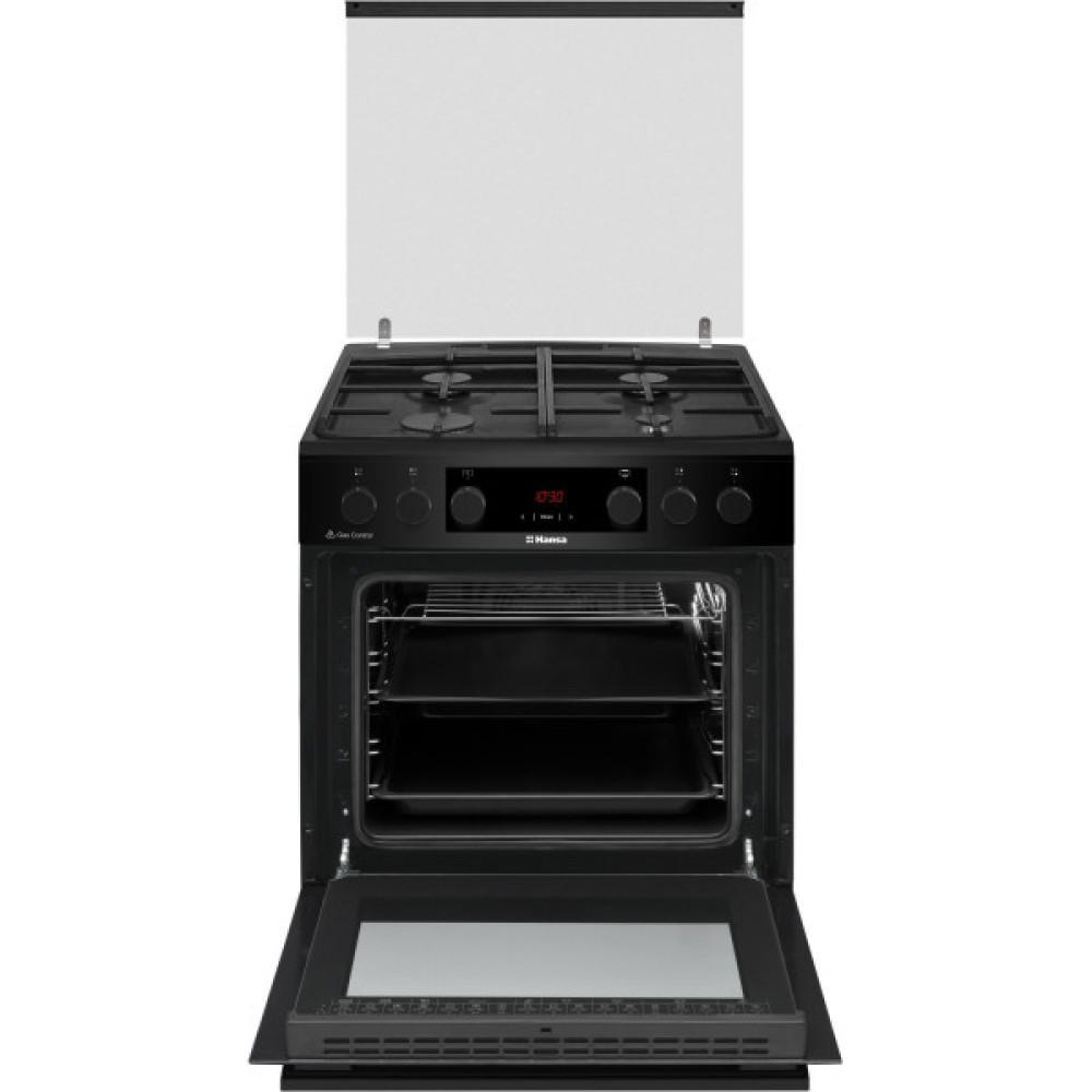 Плита Hansa комбінована, 65л, 60x60см, дисплей, конвекція, чавун, чорний