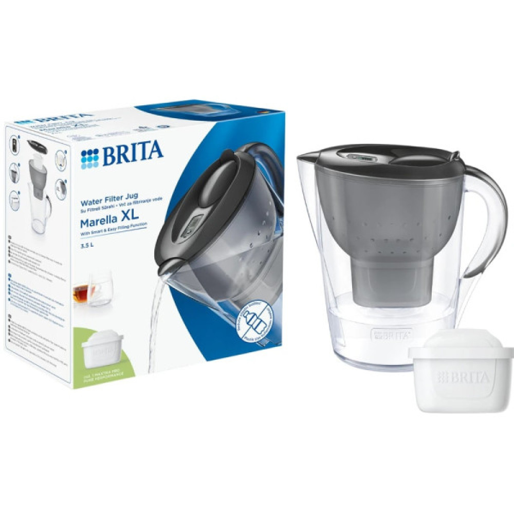 Фільтр-глечик Brita Marella XL Memo MXPro 3.5л (2л очищеної води) з картриджем сірий