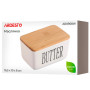 Маслянка кухонна Ardesto Midori 16.5х10х8см, кераміка, бамбук, біла (AR0908W)