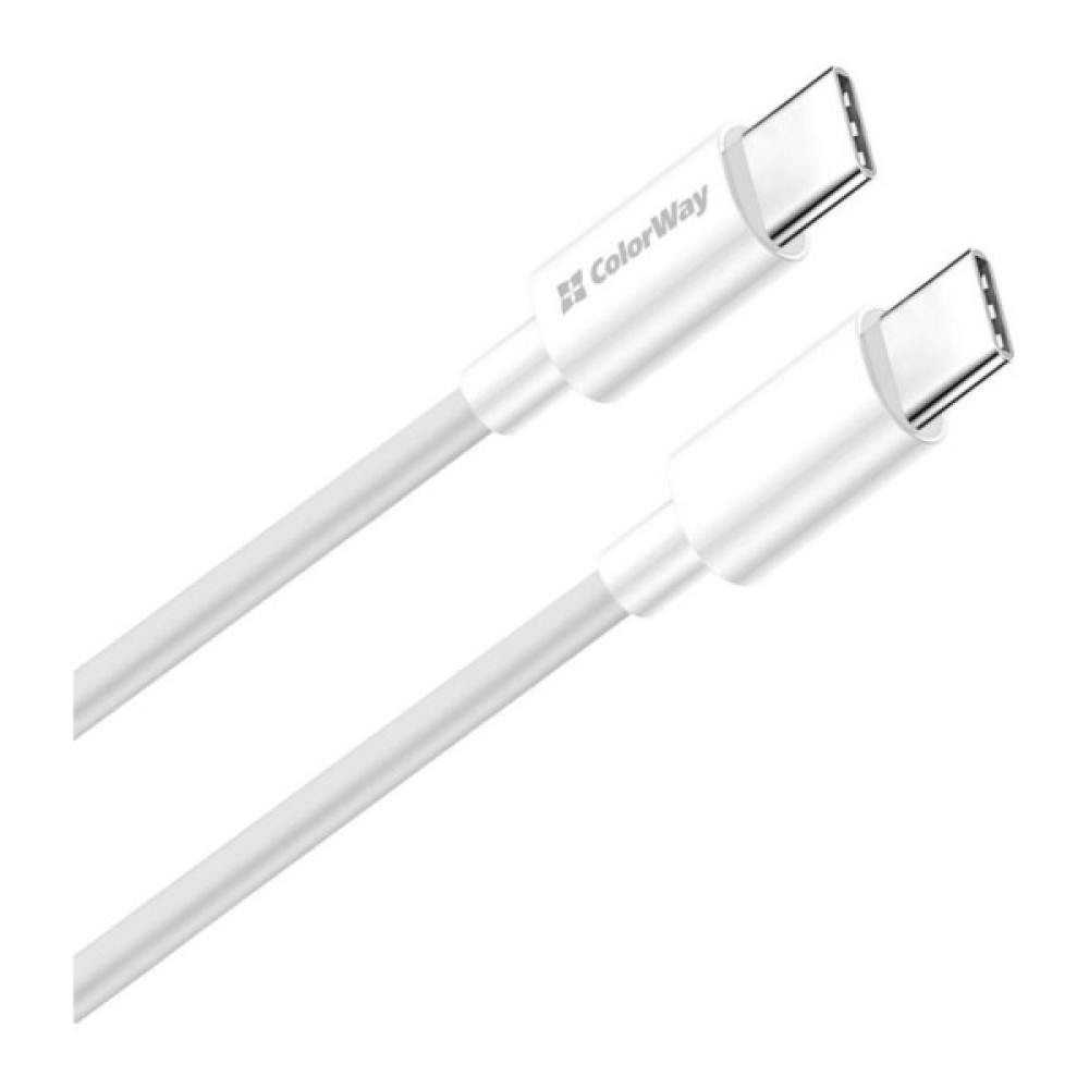 Дата кабель USB-C to USB-C 2.0m 5A 100W zinc alloy braided white ColorWay (CW-CBPDCC099-WT)