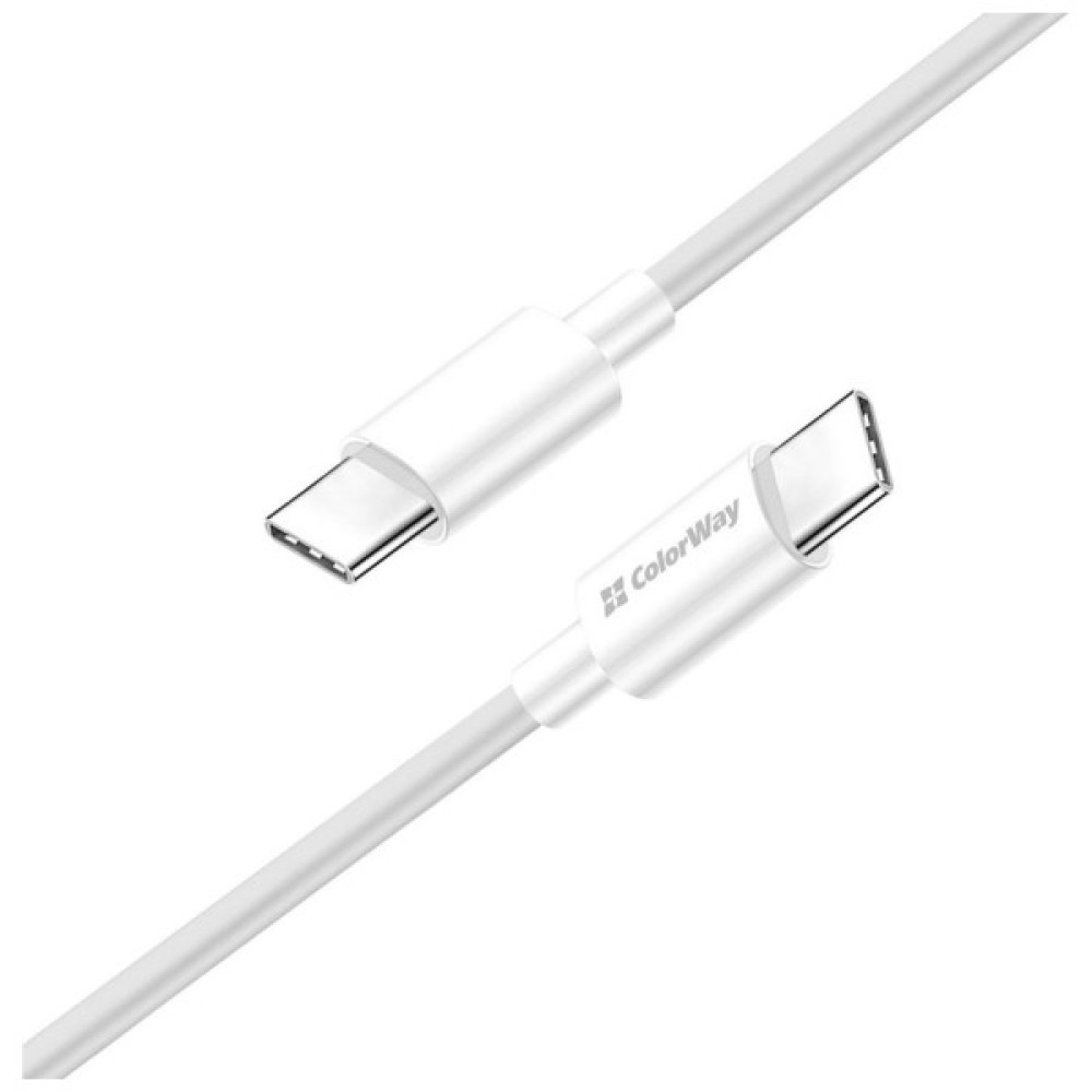 Дата кабель USB-C to USB-C 2.0m 5A 100W zinc alloy braided white ColorWay (CW-CBPDCC099-WT)