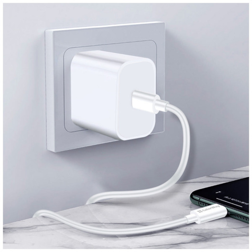 Дата кабель USB-C to USB-C 2.0m 5A 100W zinc alloy braided white ColorWay (CW-CBPDCC099-WT)