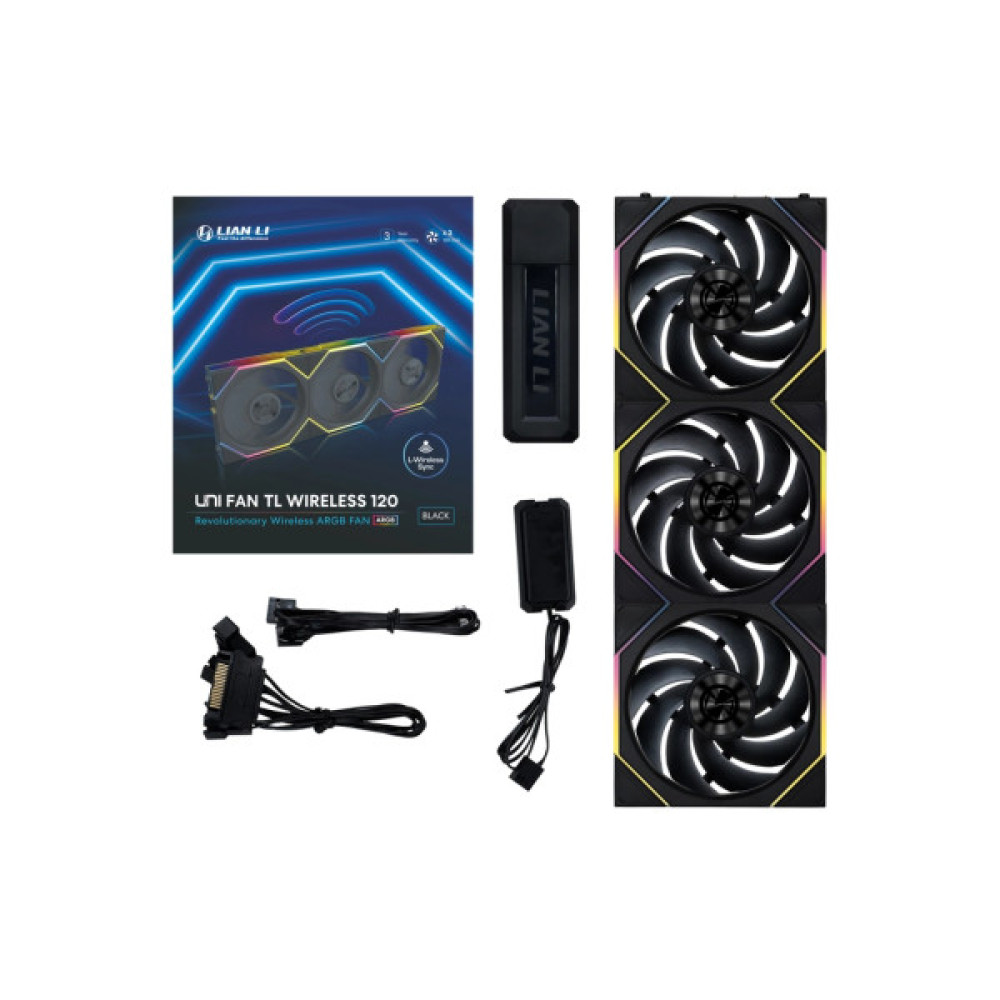 Кулер до корпусу Lian Li Uni Fan TL WIRELESS 120-3, Black (G99.12TL1W3B.00)