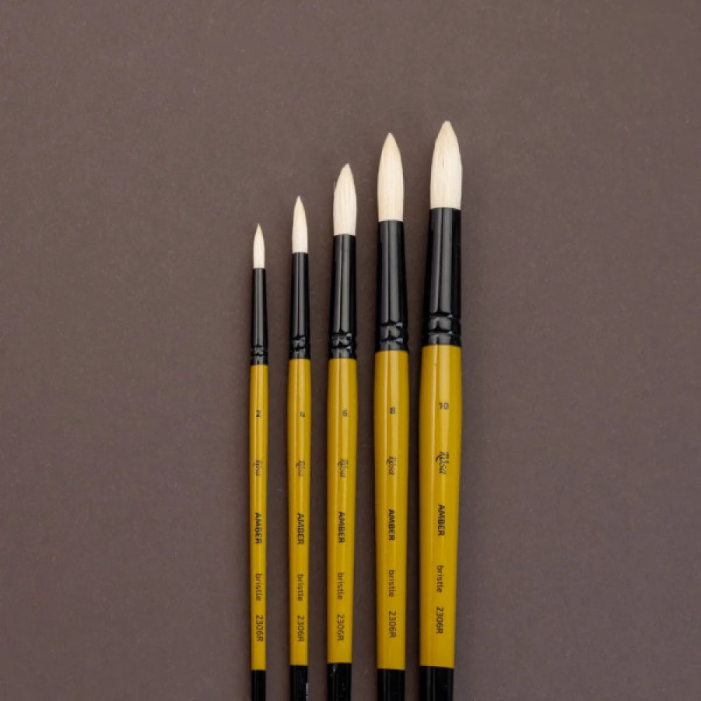 Пензлик для малювання Rosa Щетина кругла, AMBER 2306R, №1 (4823098533290)