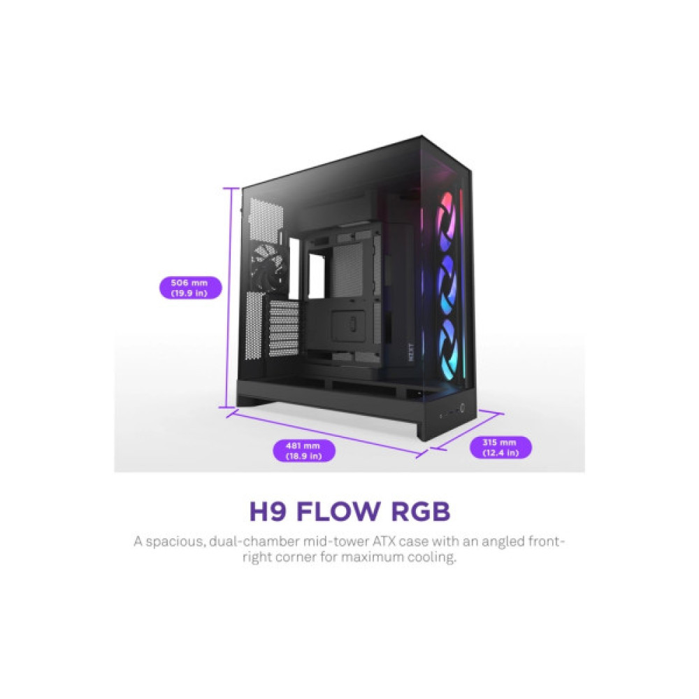 Корпус для ПК NZXT H9 Flow RGB Dual-Chamber All Black (CM-H92FB-R1)
