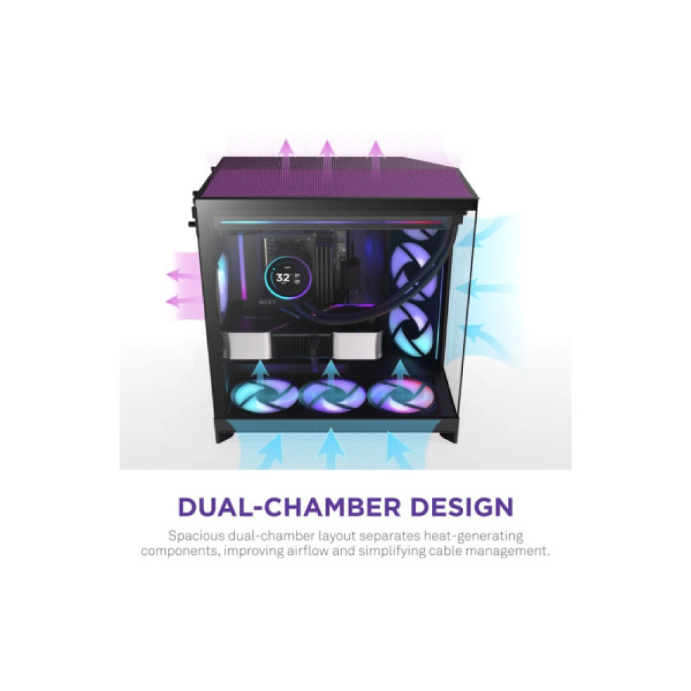 Корпус для ПК NZXT H9 Flow RGB Dual-Chamber All Black (CM-H92FB-R1)