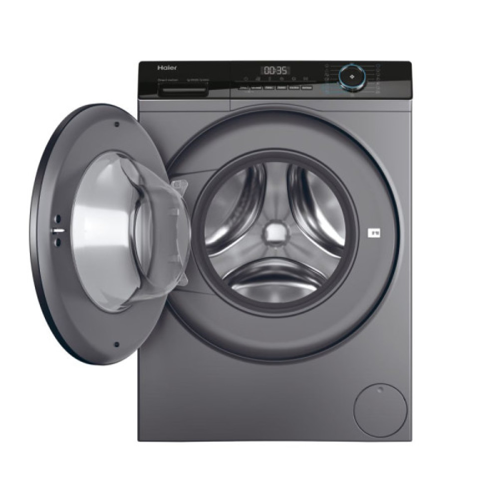 Пральна машина Haier фронтальна, 9кг, 1400, A+++, 60см, дисплей, пара, інвертор, люк чорний, прямий привід, cріблястий