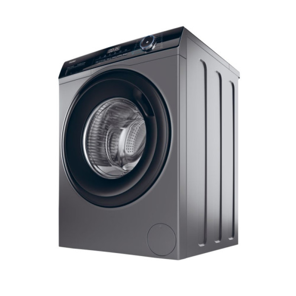 Пральна машина Haier фронтальна, 9кг, 1400, A+++, 60см, дисплей, пара, інвертор, люк чорний, прямий привід, cріблястий