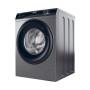 Пральна машина Haier фронтальна, 9кг, 1400, A+++, 60см, дисплей, пара, інвертор, люк чорний, прямий привід, cріблястий