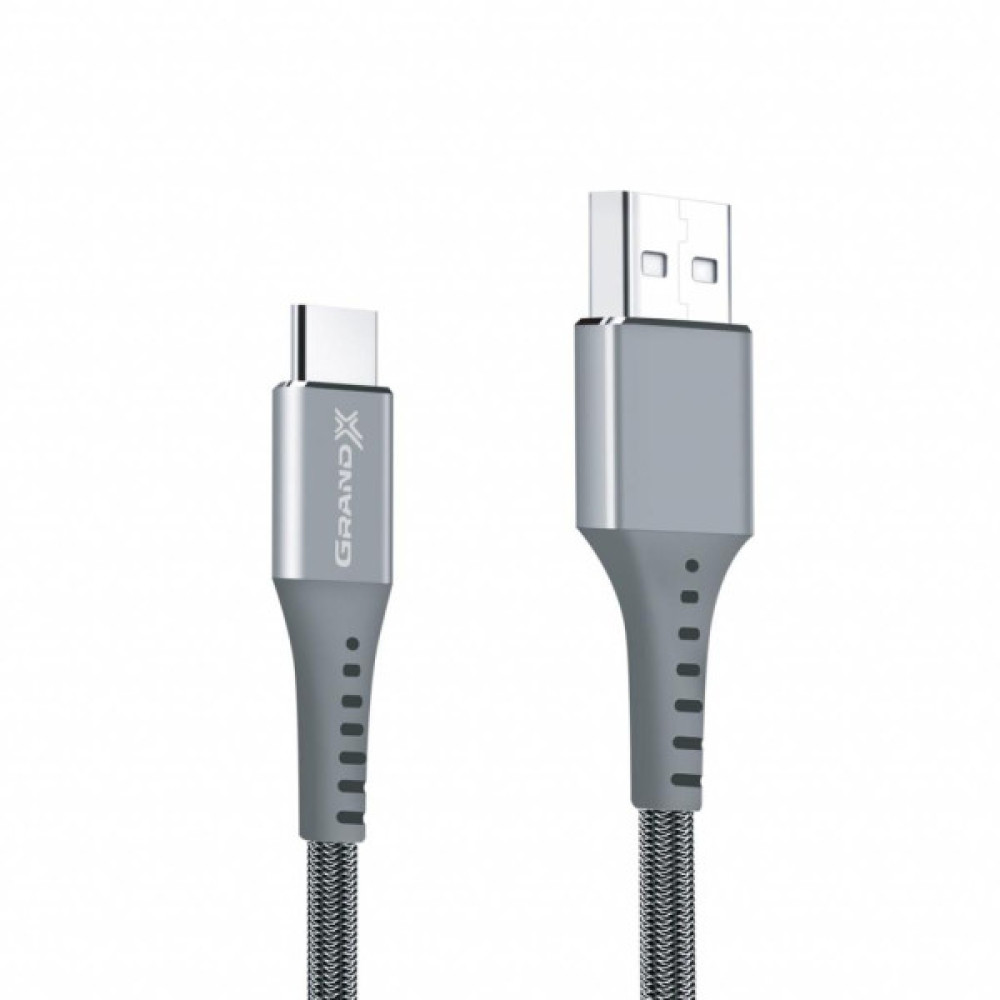 Дата кабель USB 2.0 AM to USB-C 1.2m Grey Grand-X (FC-12G)