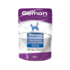 Вологий корм для кішок Gemon Cat Wet Adult Sterilized тунець з рибою дорі 100 г (8009470300902)