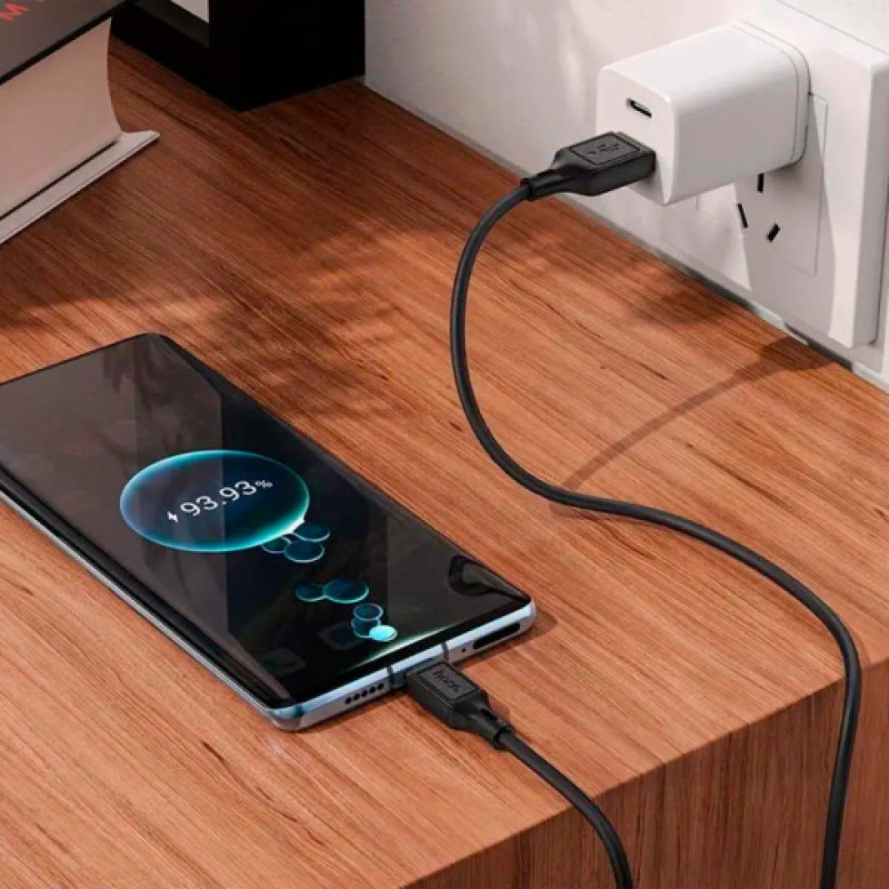 Дата кабель USB 2.0 AM to USB-C 1.0m Cool silicone X90 black HOCO (6931474788443)