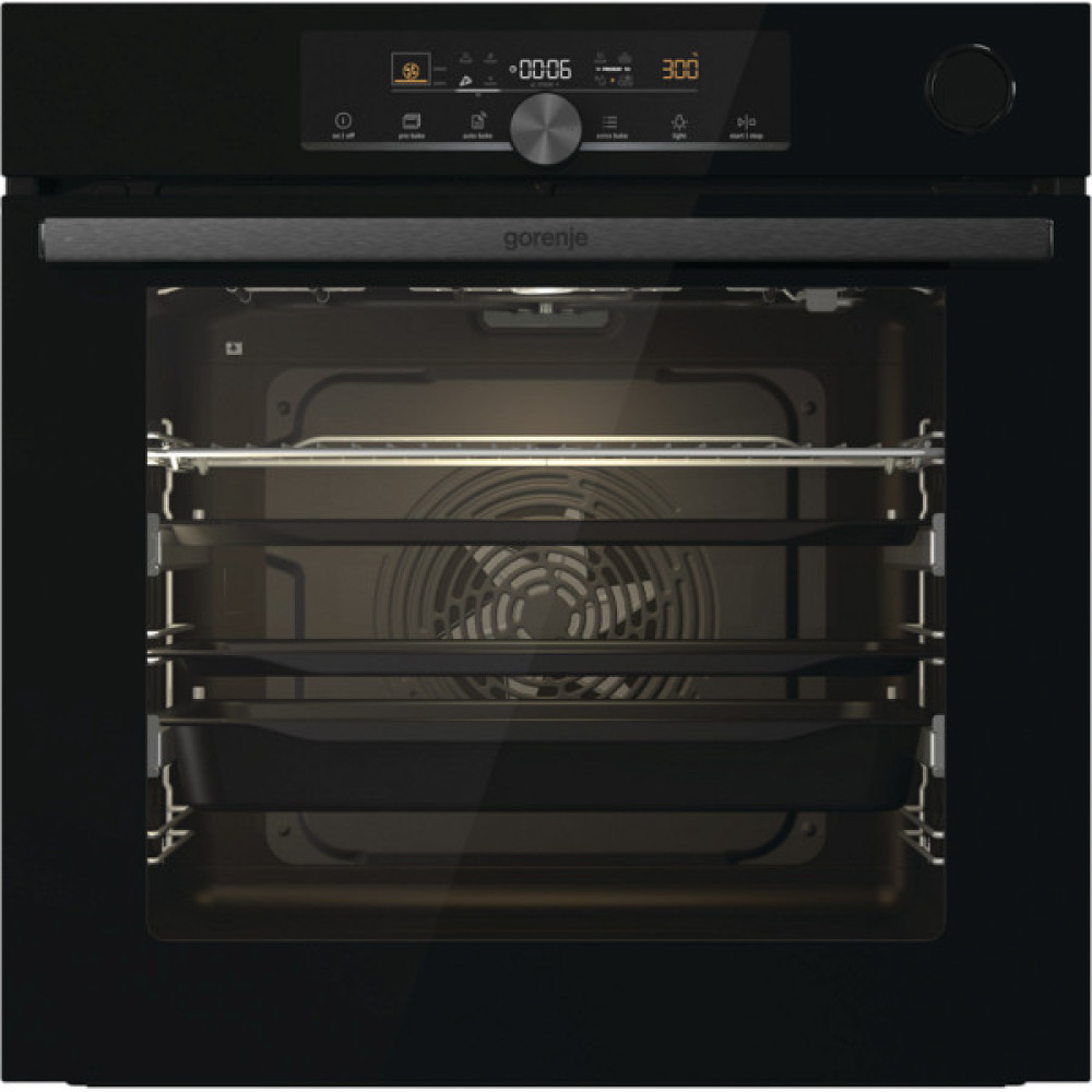 Духова шафа Gorenje електрична, 77л, A+, пара, дисплей, чорний