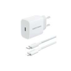 Зарядний пристрій Vention 1xUSB-C PD20W + cable USB-C to Lightning white (G17W0-EU)