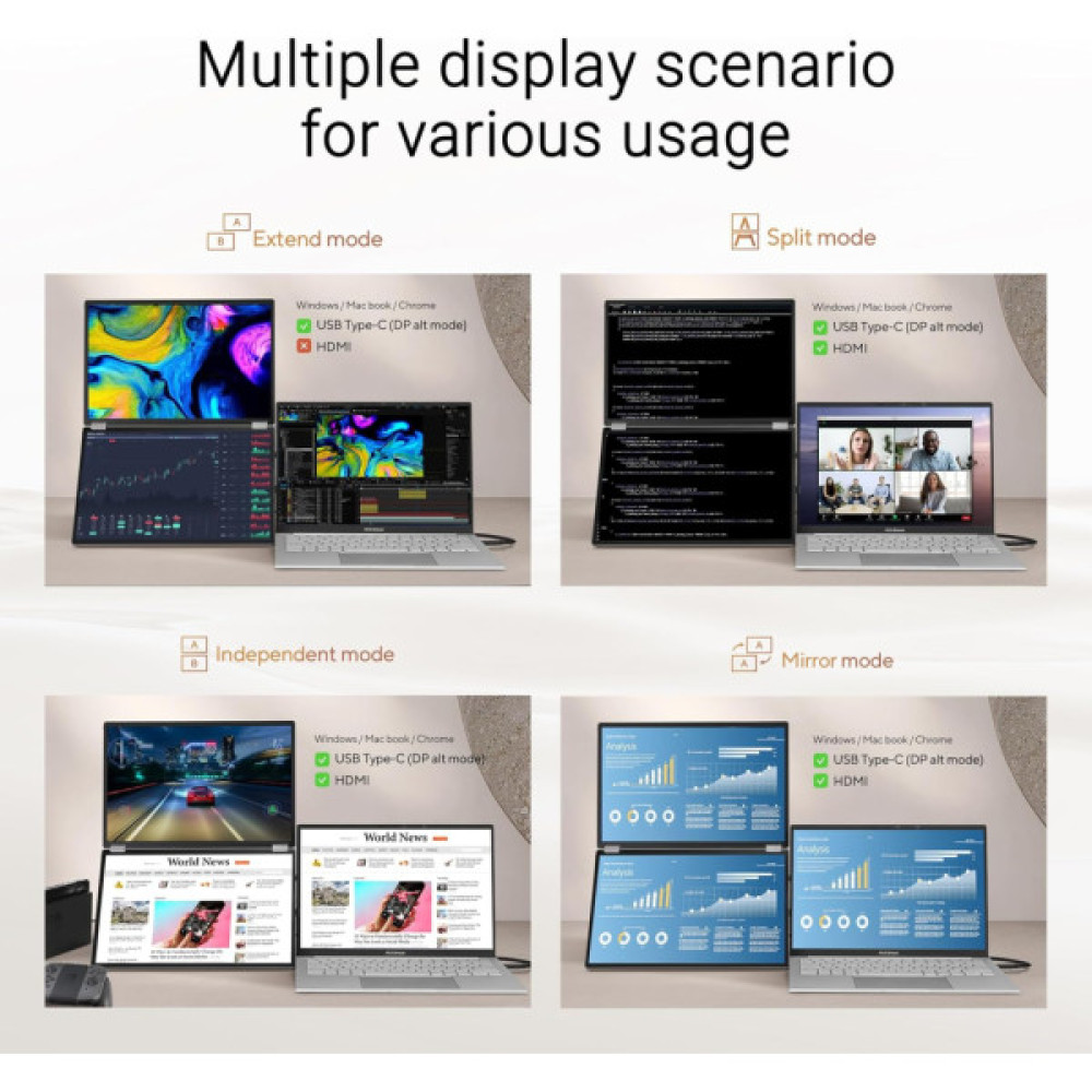 Монітор ASUS ZenScreen DUO MQ149CD (90LM0AKV-B01N70)