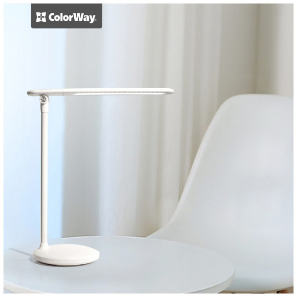 Настільна лампа ColorWay 4W з вбудованим акумулятором 1800 mAh USB in/out 5V*1A, white (CW-DL02B-W)