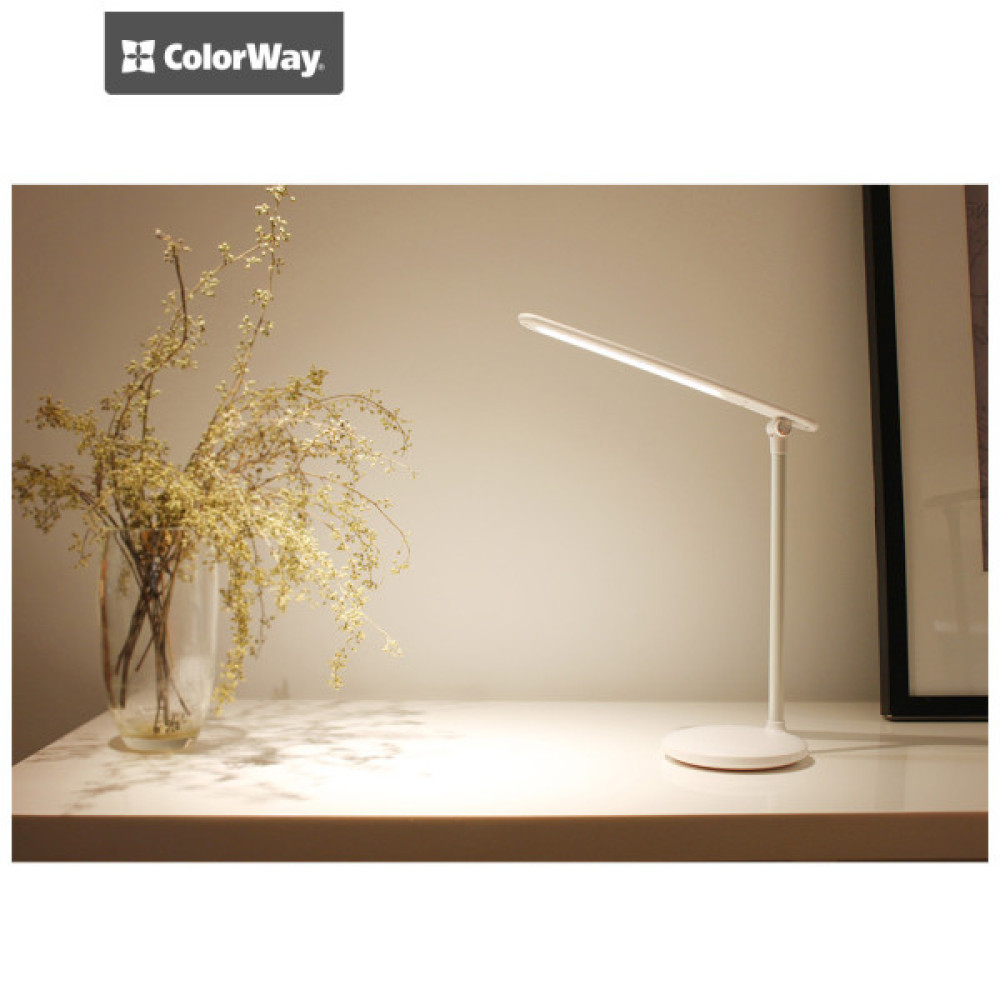 Настільна лампа ColorWay 4W з вбудованим акумулятором 1800 mAh USB in/out 5V*1A, white (CW-DL02B-W)