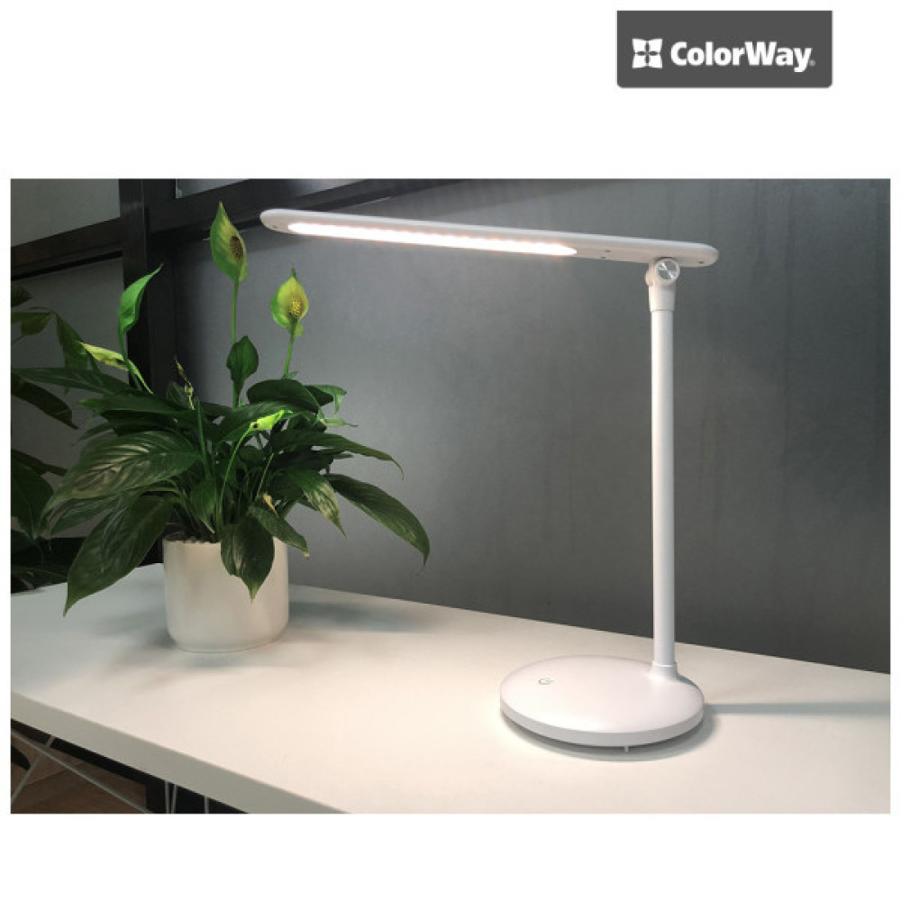 Настільна лампа ColorWay 4W з вбудованим акумулятором 1800 mAh USB in/out 5V*1A, white (CW-DL02B-W)