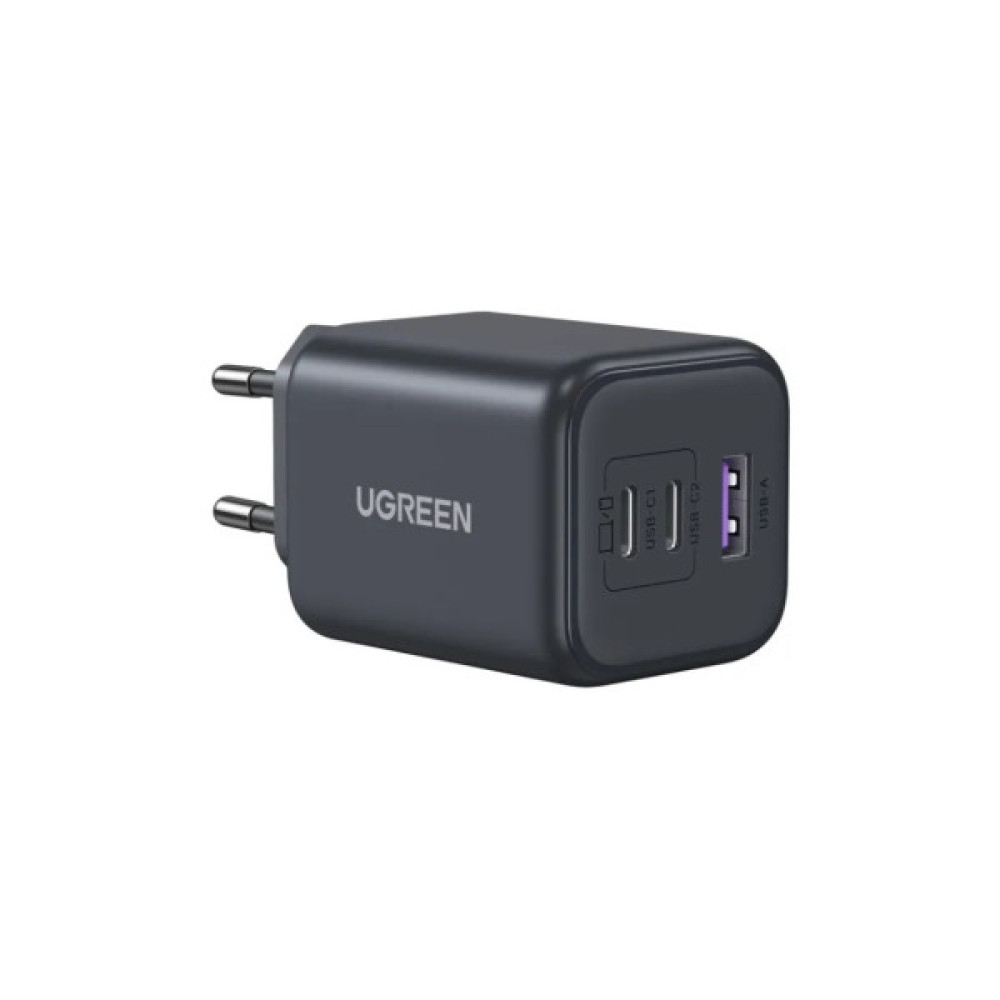 Зарядний пристрій Ugreen 2xUSB-C PD45W + 1xUSB QC3.0 GaN X527 gray (65156B)