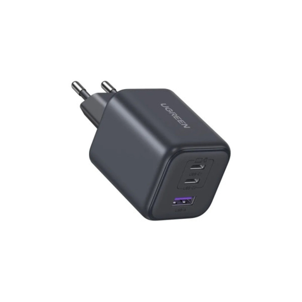 Зарядний пристрій Ugreen 2xUSB-C PD45W + 1xUSB QC3.0 GaN X527 gray (65156B)