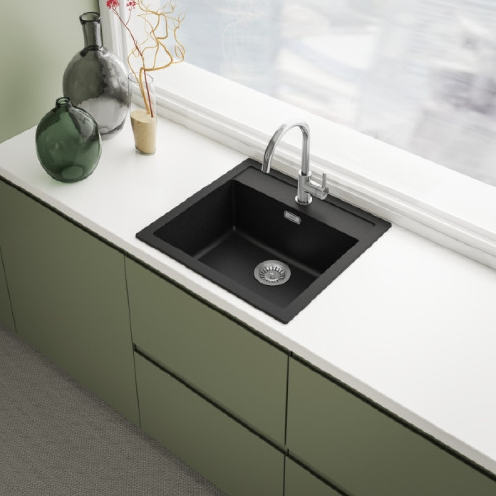Мийка кухонна Franke Sirius тектонайт, прямокут., без крила, 560х530х200мм, чаша - 1, врізна, чорний