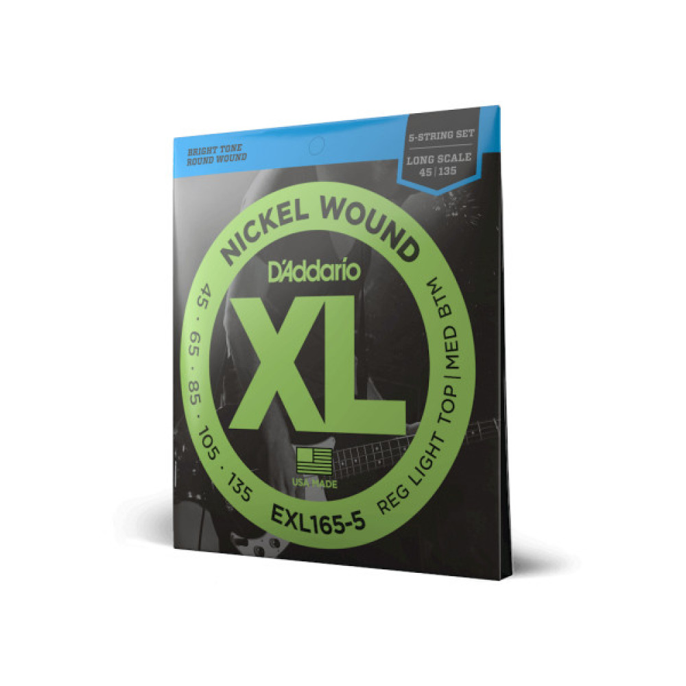 Струни для гітари D'Addario XL Nickel Wound Bass Reg Light Top / Med Bottom 5-String (45-135) (EXL165-5)