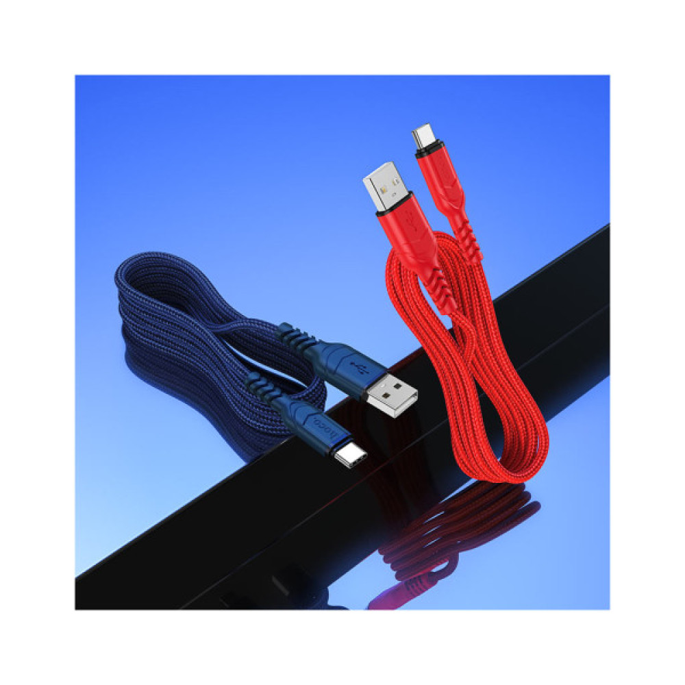 Дата кабель USB 2.0 AM to USB-C 1.0m 3A nylon X59 red HOCO (6931474744937)