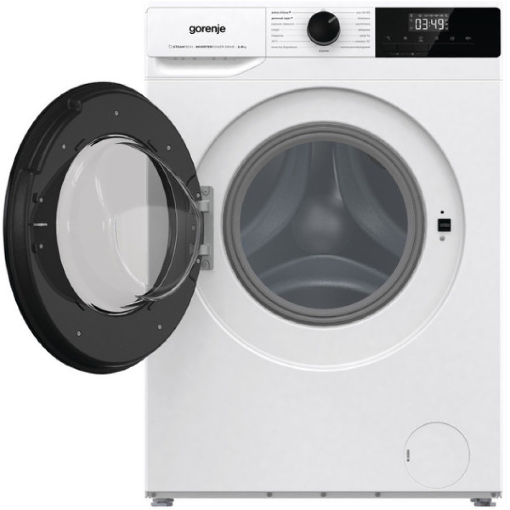 Пральна машина Gorenje фронтальна, 8кг, 1400, A+++, 55см, дисплей, пара, інвертор, білий