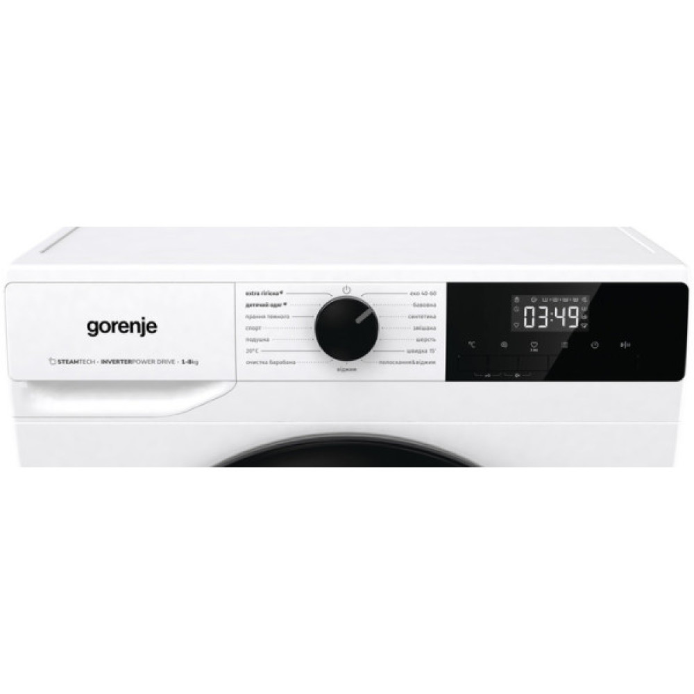 Пральна машина Gorenje фронтальна, 8кг, 1400, A+++, 55см, дисплей, пара, інвертор, білий