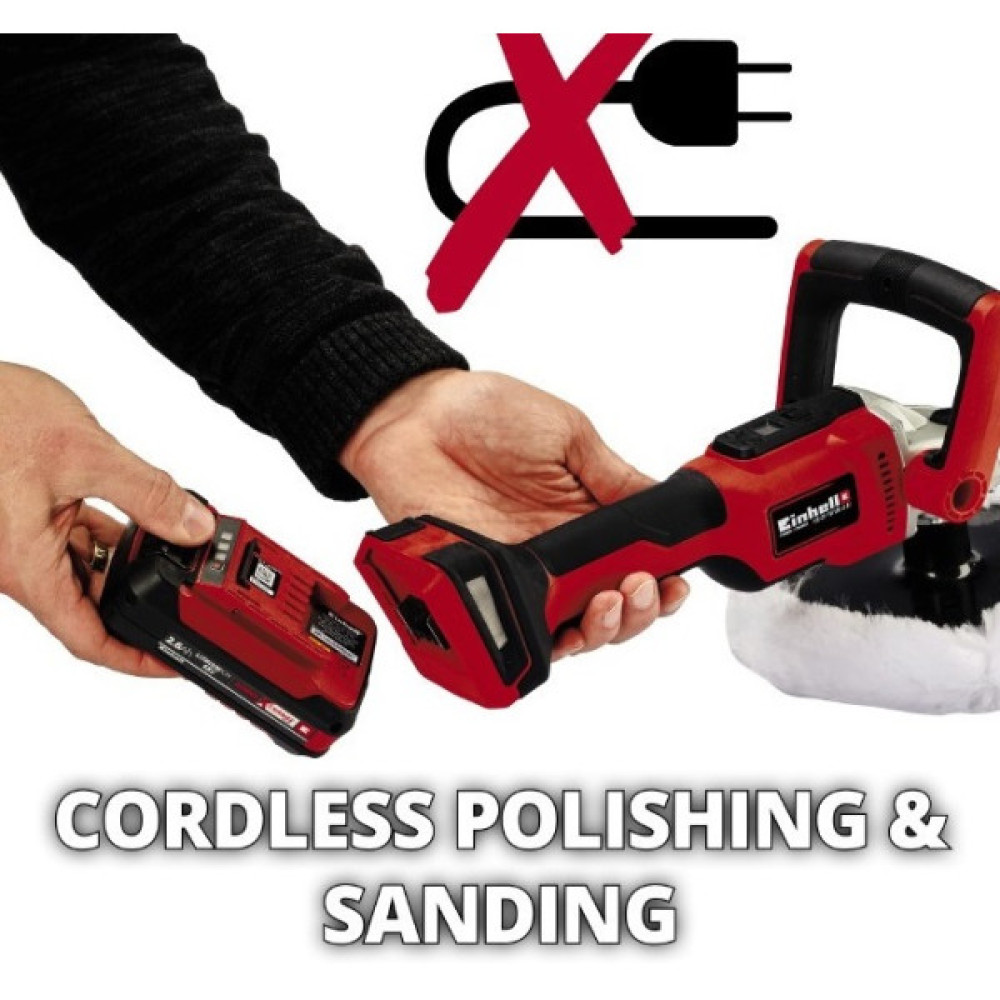 Шліфмашина полірувальна акумуляторна Einhell CE-CP 18/180 LI E - Solo 18В 180мм 500-3000об/хв 1.48кг без АКБ та ЗП