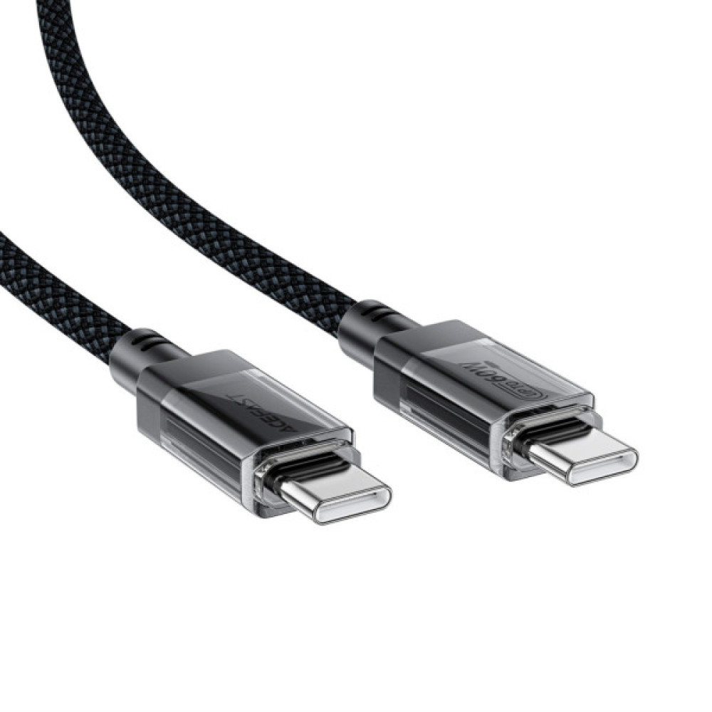 Дата кабель USB-C to USB-C 1.2m 60W stainless steel C12-03 Black Acefast (6974316283317)