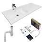 Набір для ванної кімнати, раковина, умивальник Adamant FLATE 120L, штучний камінь, прямокут., з сифоном Click-Clack + змішувач
