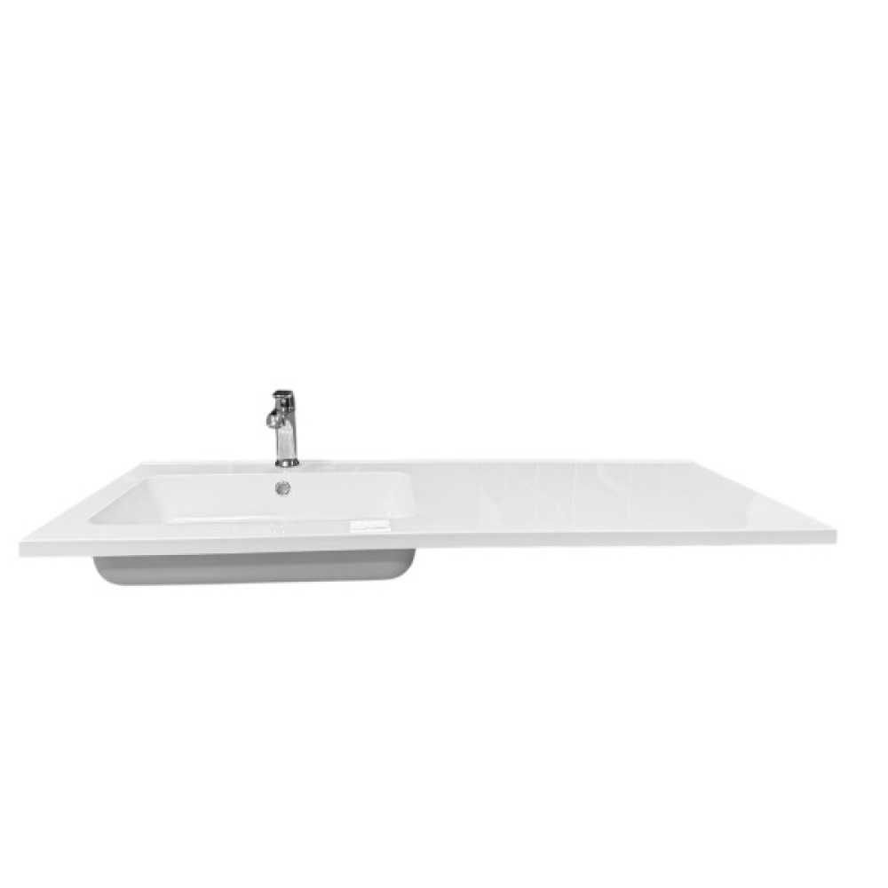 Набір для ванної кімнати, раковина, умивальник Adamant FLATE 120L, штучний камінь, прямокут., з сифоном Click-Clack + змішувач