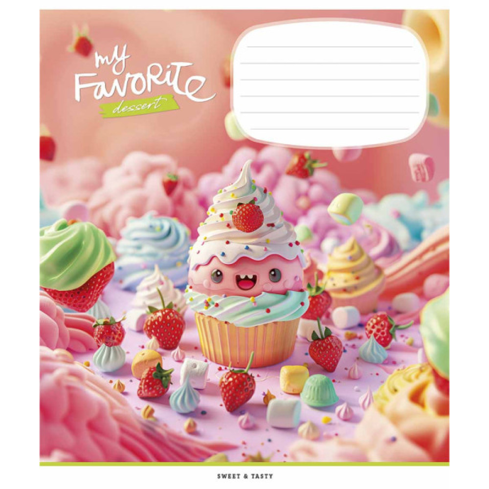 Зошит Школярик Favorite desserts 12 аркушів клітинка (012-3454K)