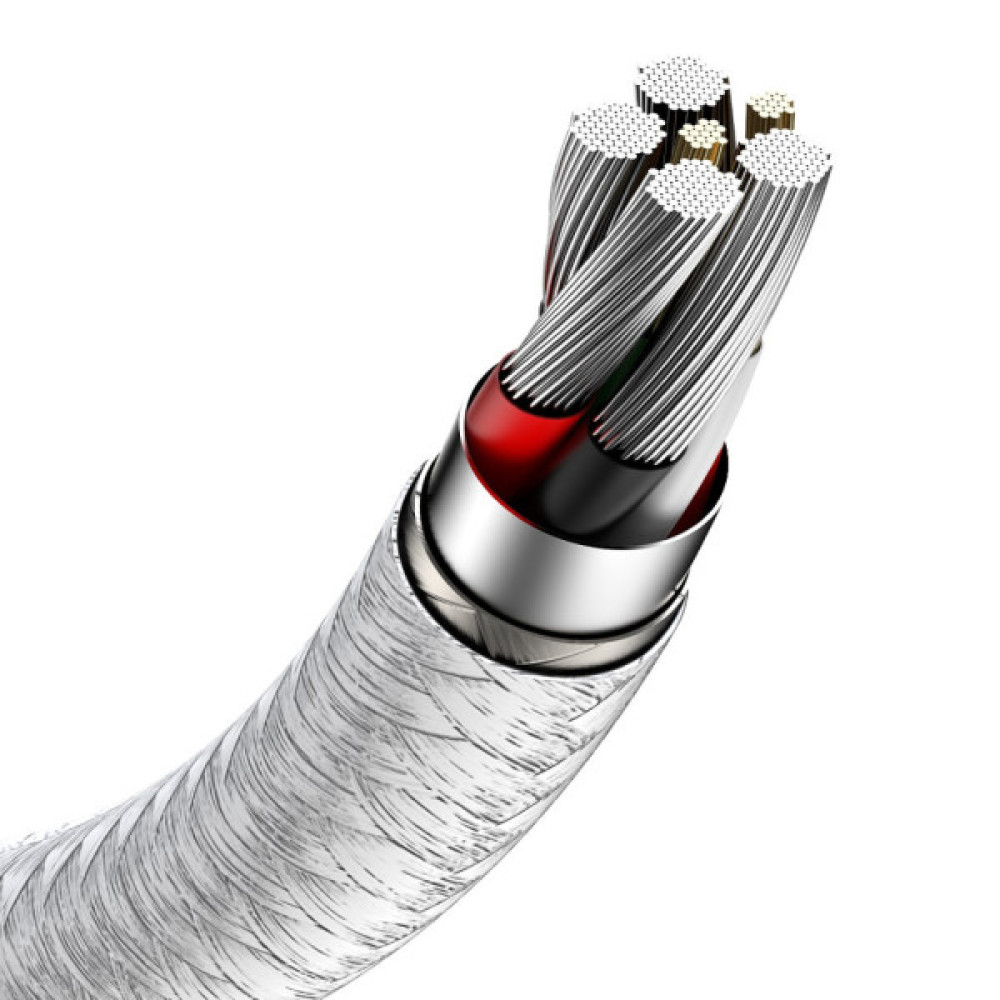 Дата кабель USB 3.1 AM to USB-C 2.0m 6.0A 66W Cafule Series Metal White Baseus (CAKF000202)