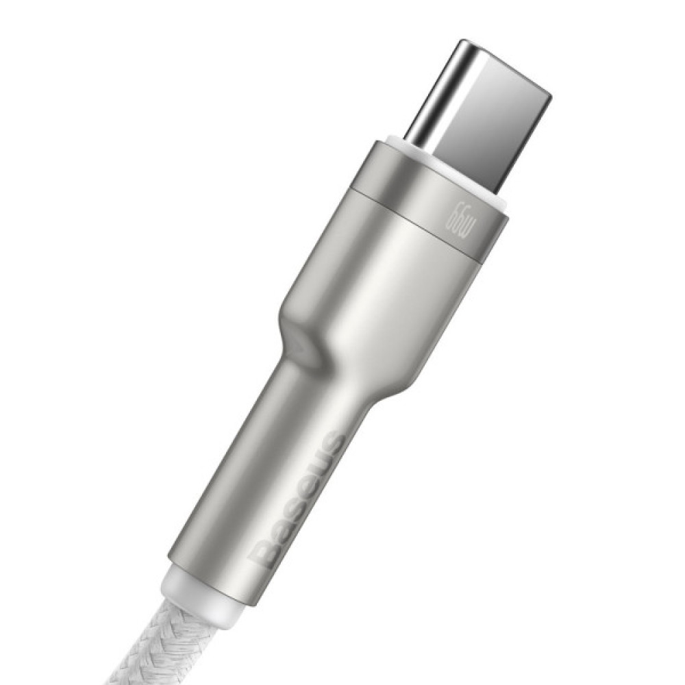 Дата кабель USB 3.1 AM to USB-C 2.0m 6.0A 66W Cafule Series Metal White Baseus (CAKF000202)