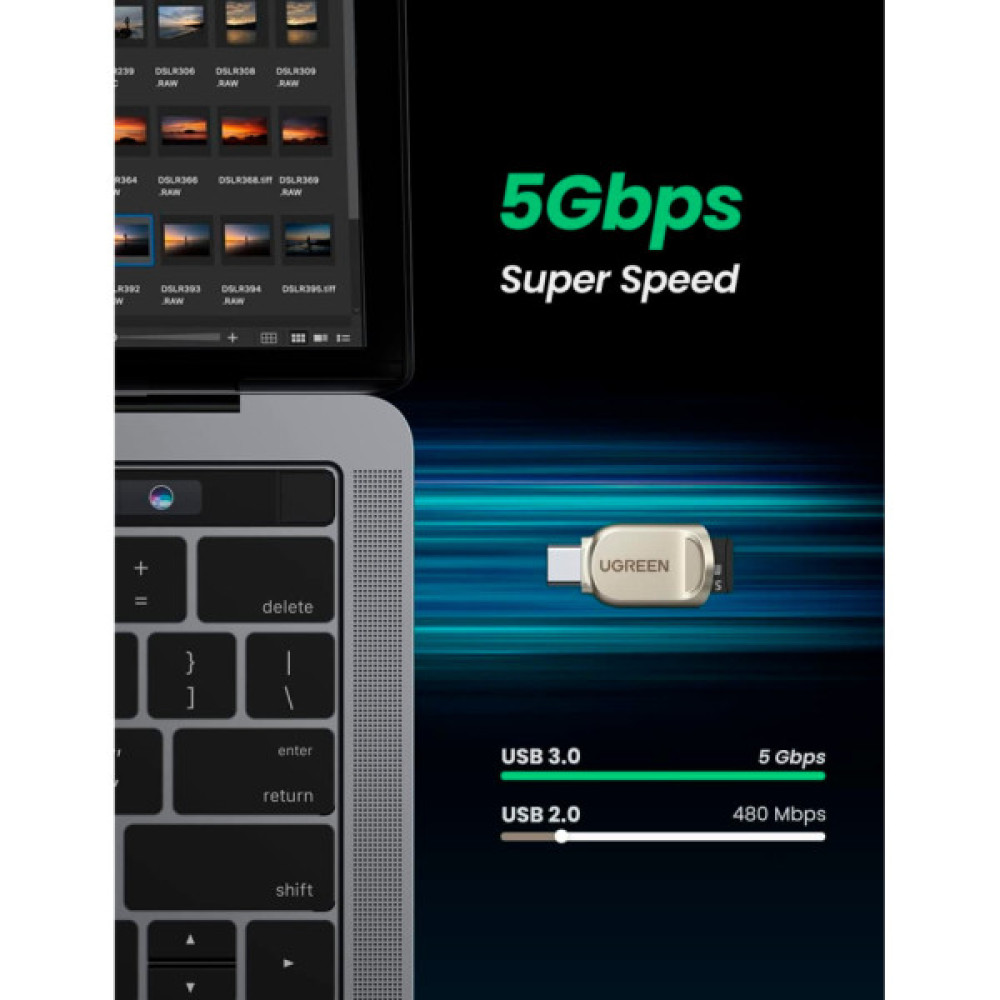 Зчитувач флеш-карт UGREEN USB-C to TF 3.0 CM331 Light Golden (80124)