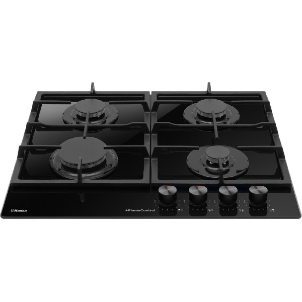 Варильна поверхня Hansa газова на склі, 59см, чавун, чорний
