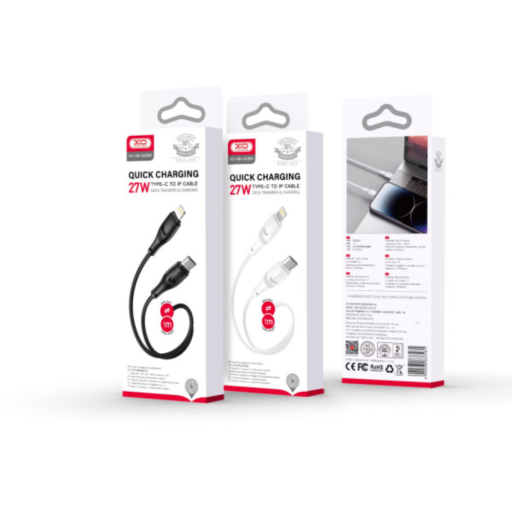 Дата кабель USB-C to Lightning 1.0m 27W High Elastic Zeus XO (NBQ239A_White)