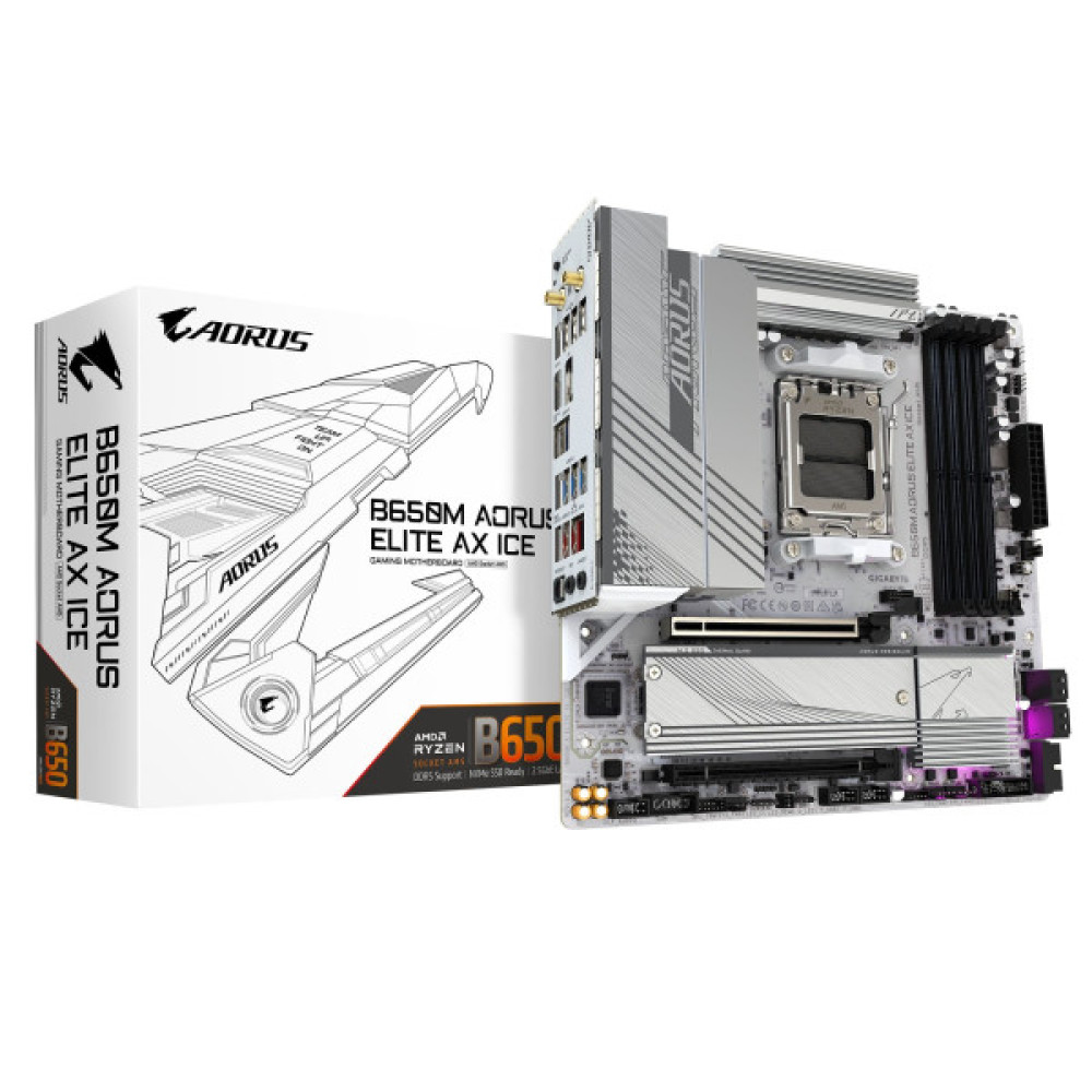 Материнська плата GIGABYTE B650M A ELITE AX ICE sAM5 B650 4xDDR5 M.2 HDMI DP Wi-Fi mATX