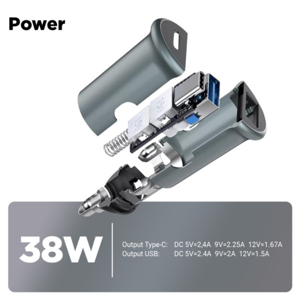 Зарядний пристрій Armorstandart USB Type-C PD20W + USB QC 3.0 Grey + cable USB-C (ARM82461)